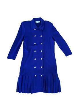 St. John Collection By Marie Gray Size 14 Blue Purple Sweater Dress Pleated